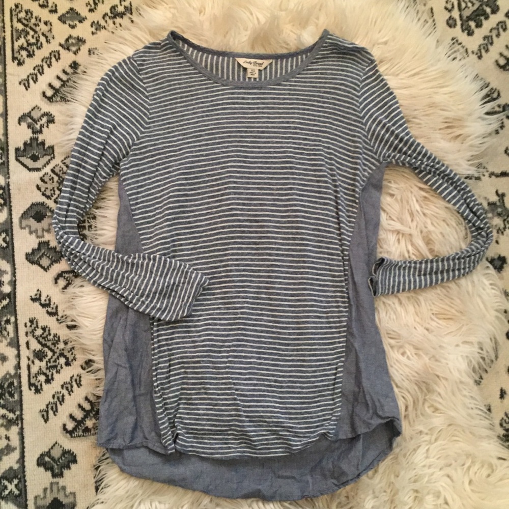 Lucky Brand Chambray Denim Striped Long Sleeve XS